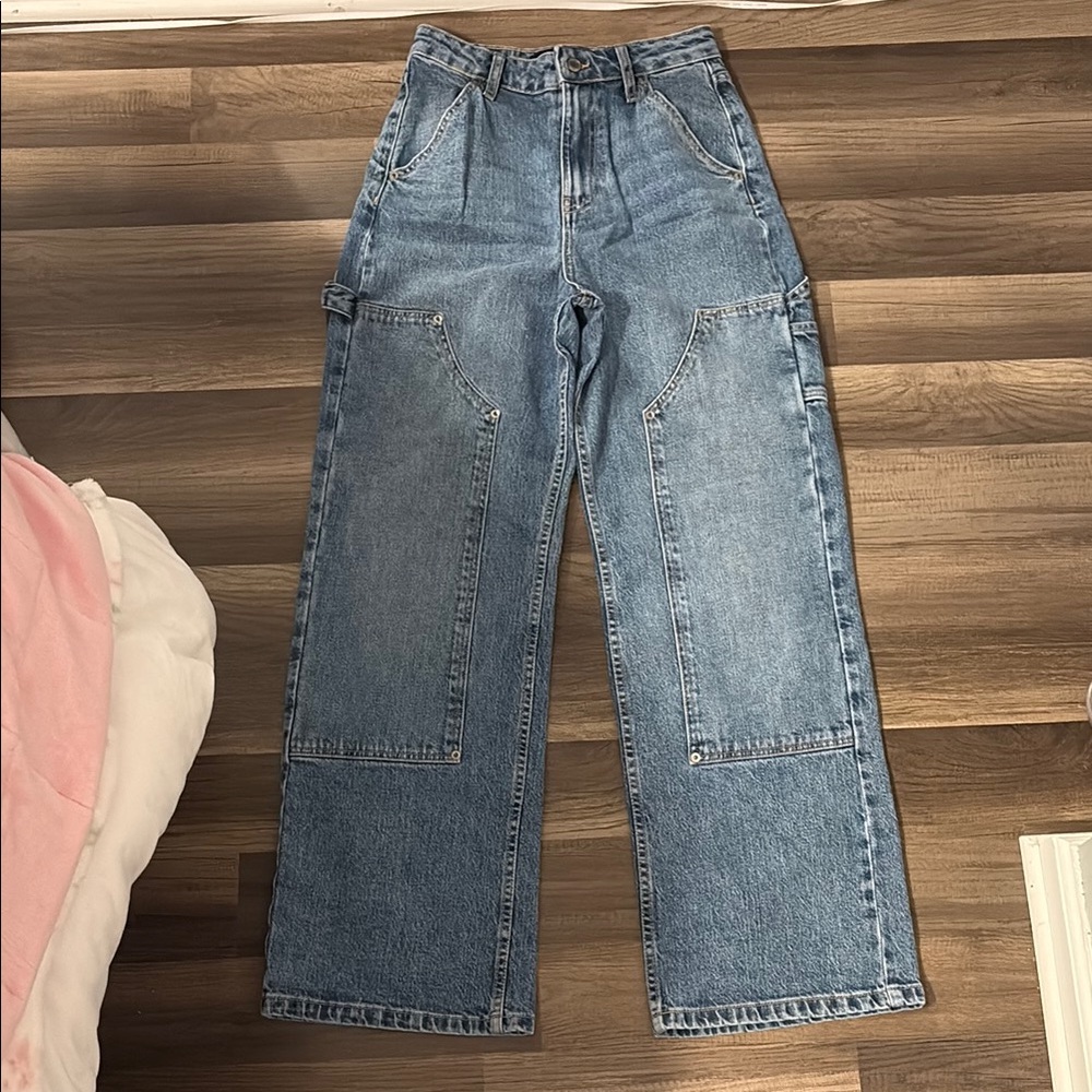 Blue Flare Wide Leg Jeans with Vintage Appeal